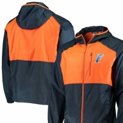 Columbia Men's Navy/Orange Florida Gators Flash Forward Hoodie Full-Zip Windbreaker Jacket