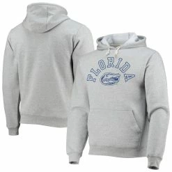League Collegiate Wear Men's Heathered Gray Florida Gators Seal Neuvo Essential Fleece Pullover Hoodie