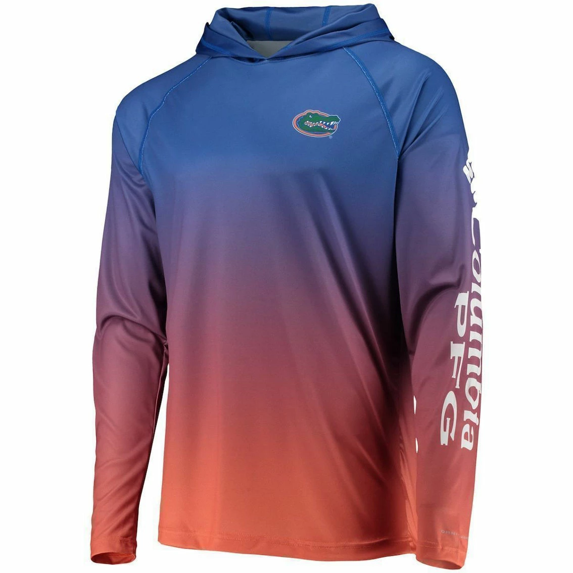 Columbia Men's PFG Royal Florida Gators Terminal Tackle Omni-Shade UPF 50 Long Sleeve Hooded Top - Image 3