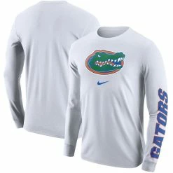 Men's Nike White Florida Gators Team Lockup 2-Hit Long Sleeve T-Shirt