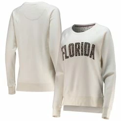 Pressbox Women's White Florida Gators Animal Print Classic Arch Raglan Pullover Sweatshirt