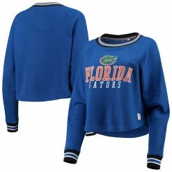 Pressbox Women's Royal Florida Gators Cali Cozy Raglan Crop Pullover Sweatshirt