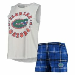 Concepts Sport Women's Royal/White Florida Gators Ultimate Flannel Tank Top & Shorts Sleep Set