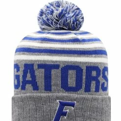 Top Of The World Men's Heathered Gray Florida Gators Ensuing Cuffed Knit Hat With Pom