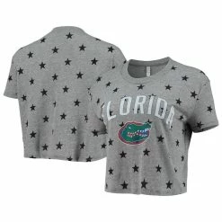 Alternative Apparel Women's Gray Florida Gators Headliner Stars Cropped Tri-Blend T-Shirt