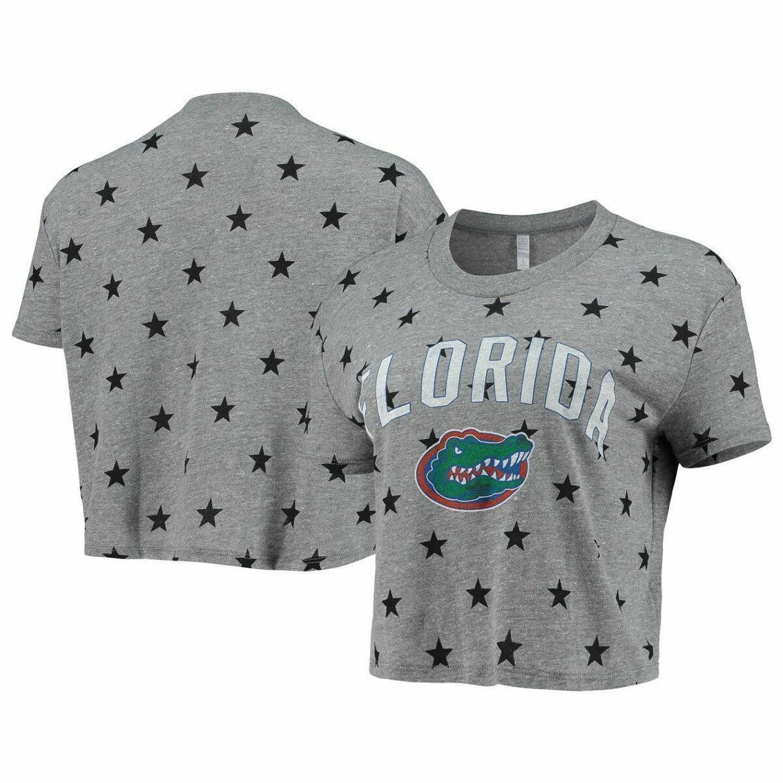 Alternative Apparel Women's Gray Florida Gators Headliner Stars Cropped Tri-Blend T-Shirt
