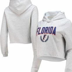 League Collegiate Wear Women's Ash Florida Gators 1636 Cropped Pullover Hoodie