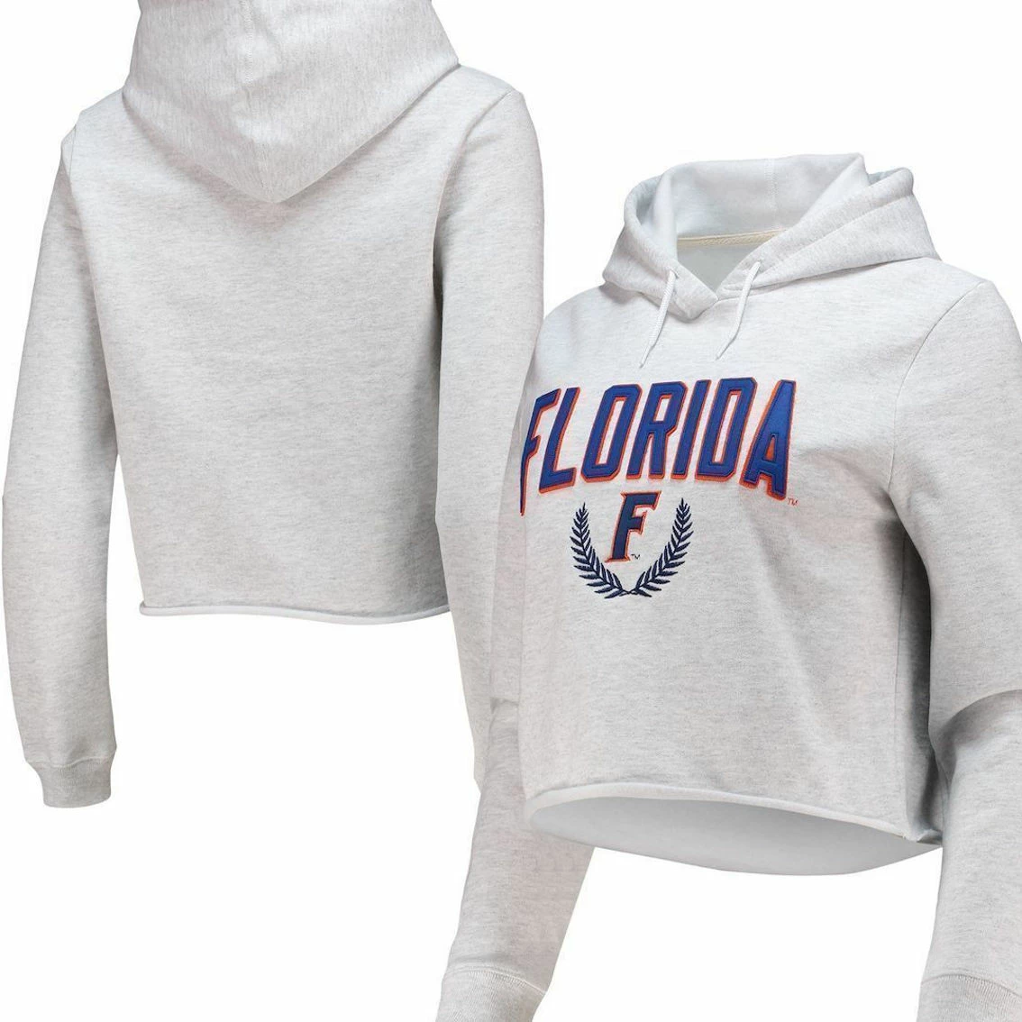 League Collegiate Wear Women's Ash Florida Gators 1636 Cropped Pullover Hoodie