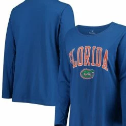 Profile Women's Royal Florida Gators Plus Size Campus Arch Logo 2-Hit Scoop Neck Long Sleeve T-Shirt
