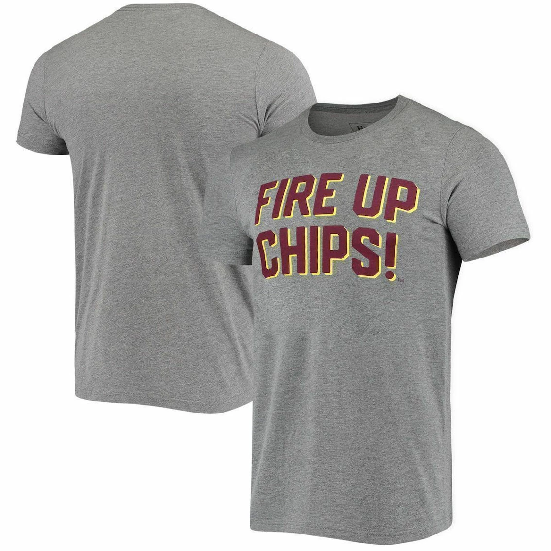 Homefield Men's Heather Gray Cent. Michigan Chippewas Vintage Fire Up Chips T-Shirt - Image 2