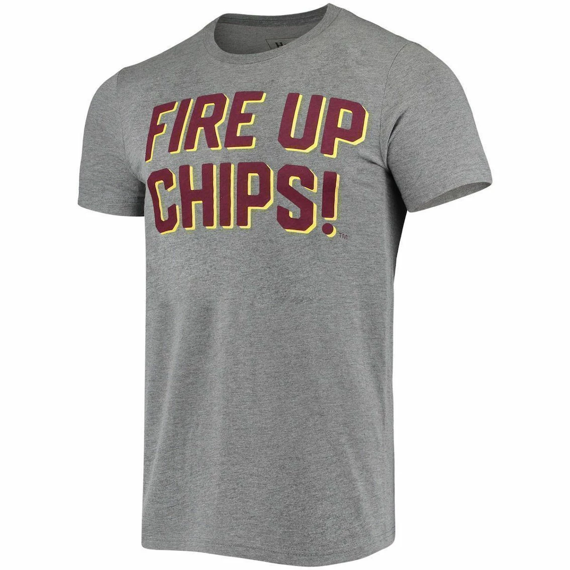 Homefield Men's Heather Gray Cent. Michigan Chippewas Vintage Fire Up Chips T-Shirt - Image 3