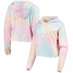 League Collegiate Wear Women's Pink/White Florida Gators Tie-Dye Cropped Pullover Hoodie