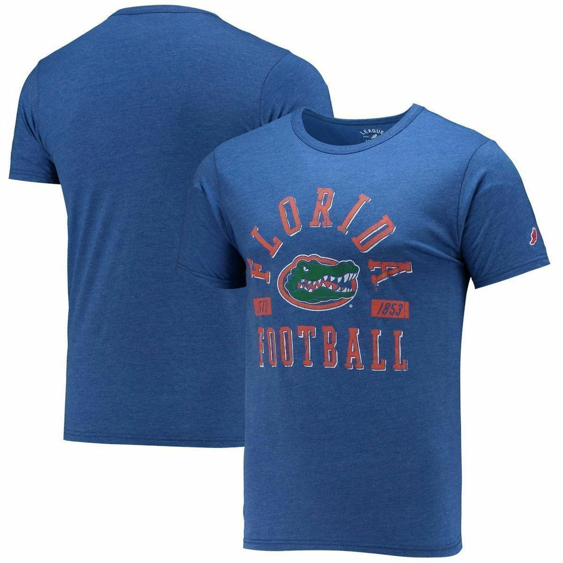 Men's League Collegiate Wear Heathered Royal Florida Gators Football Focus Victory Falls Tri-Blend T-Shirt