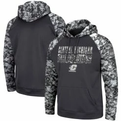 Men's Colosseum Charcoal Cent. Michigan Chippewas OHT Military Appreciation Digital Camo Pullover Hoodie