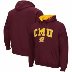 Colosseum Men's Maroon Cent. Michigan Chippewas Arch And Logo Pullover Hoodie