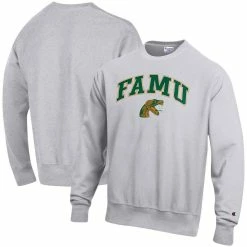 Champion Men's Heathered Gray Florida A&M Rattlers Arch Over Logo Reverse Weave Pullover Sweatshirt