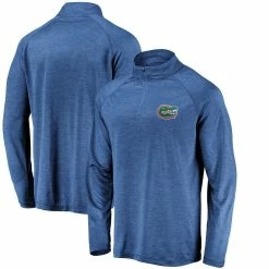 Men's Fanatics Branded Royal Florida Gators Primary Logo Striated Raglan Quarter-Zip Jacket