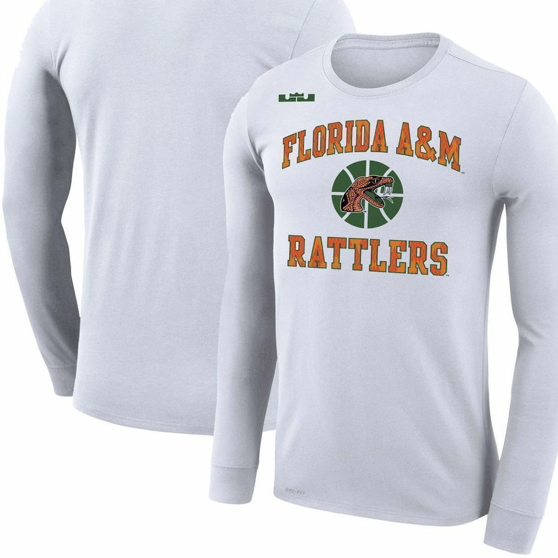 Nike X LeBron James Men's X LeBron James White Florida A&M Rattlers Collection Legend Performance Long Sleeve T-Shirt - Image 2