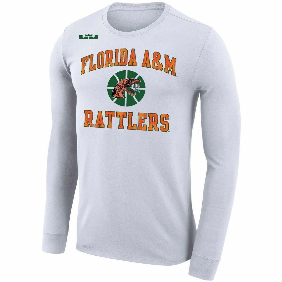 Nike X LeBron James Men's X LeBron James White Florida A&M Rattlers Collection Legend Performance Long Sleeve T-Shirt - Image 3