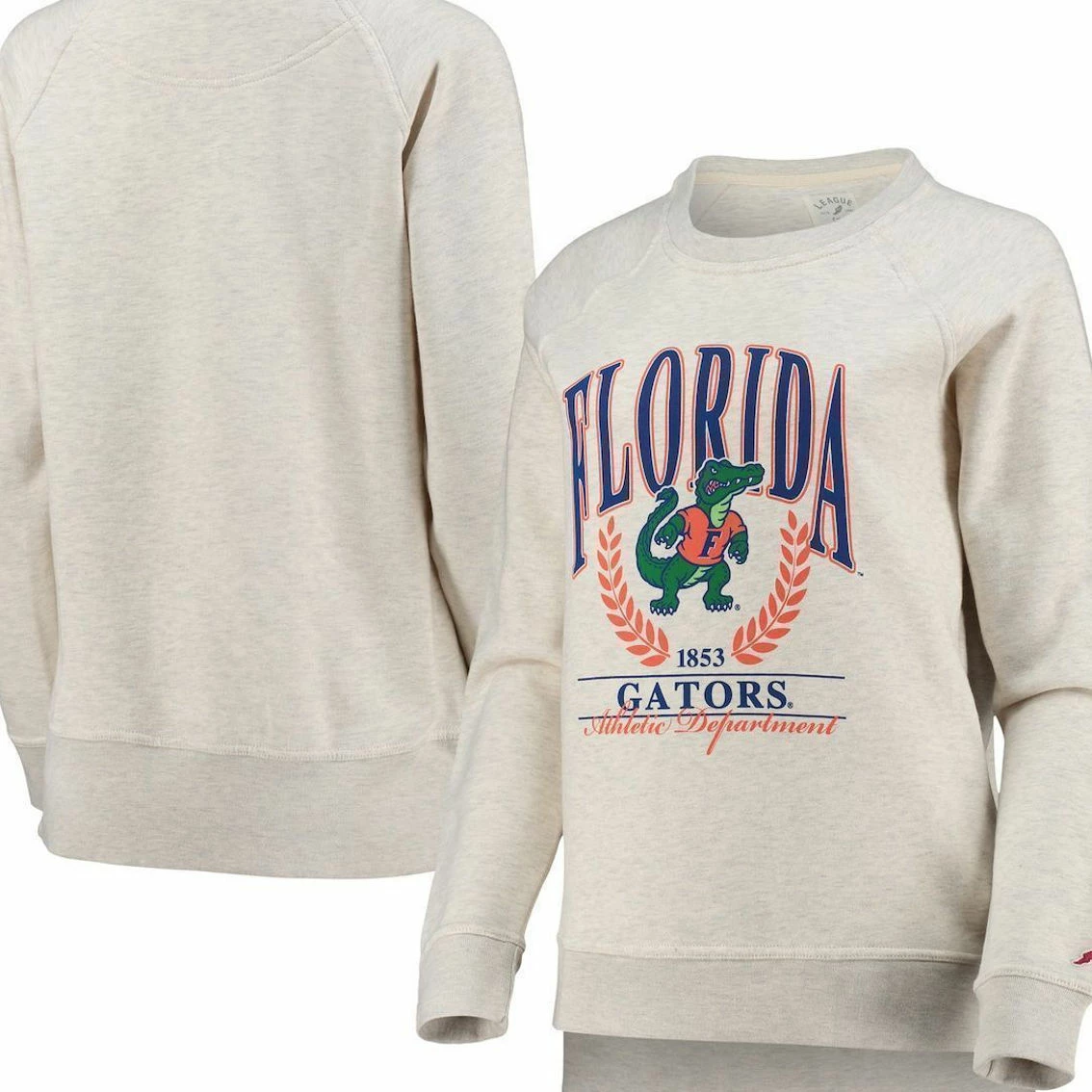 Women's League Collegiate Wear Oatmeal Florida Gators Academy Raglan Pullover Sweatshirt - Image 2
