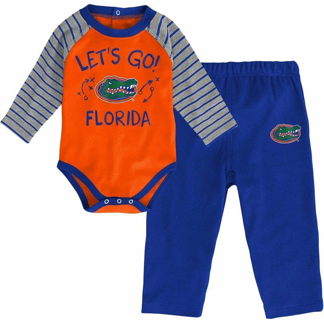Genuine Stuff Infant Orange/Royal Florida Gators Down 2.0 Raglan Long Sleeve Bodysuit & Pants Set