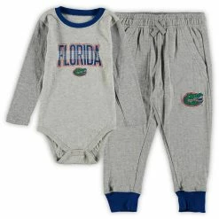 Wes & Willy Infant Heathered Gray/Royal Florida Gators Jie Jie Long Sleeve Bodysuit & Pants Set