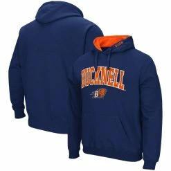 Men's Colosseum Navy Bucknell Bison Arch And Logo Pullover Hoodie