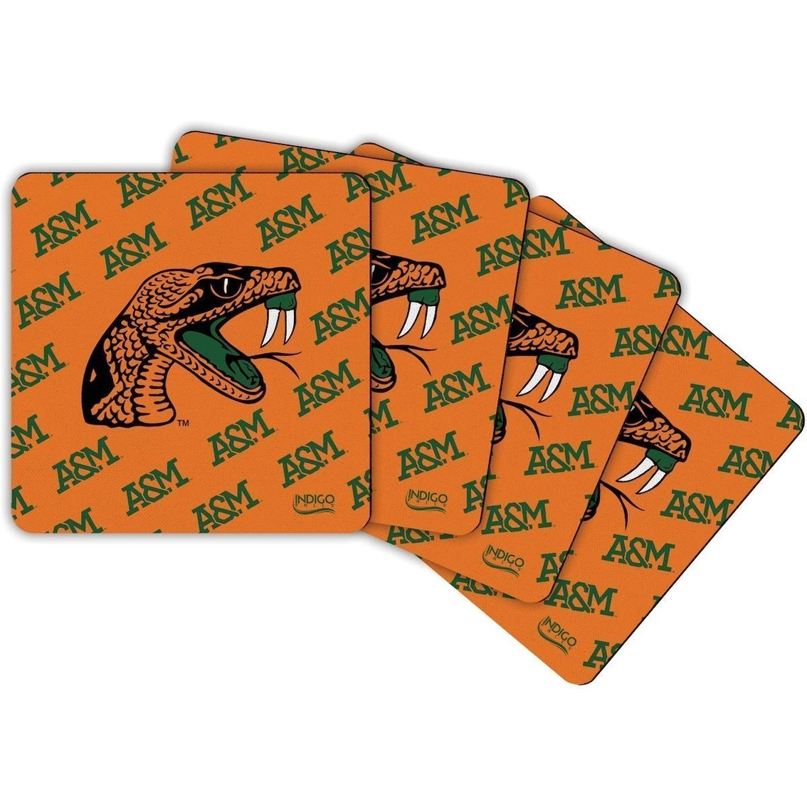 Indigo Falls Florida A&M Rattlers Four-Pack Square Repeat Coaster Set