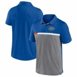 Fanatics Branded Men's Royal/Heathered Gray Florida Gators Split Block Color Block Polo