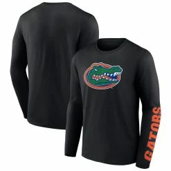 Fanatics Branded Men's Black Florida Gators Double Time 2-Hit Long Sleeve T-Shirt