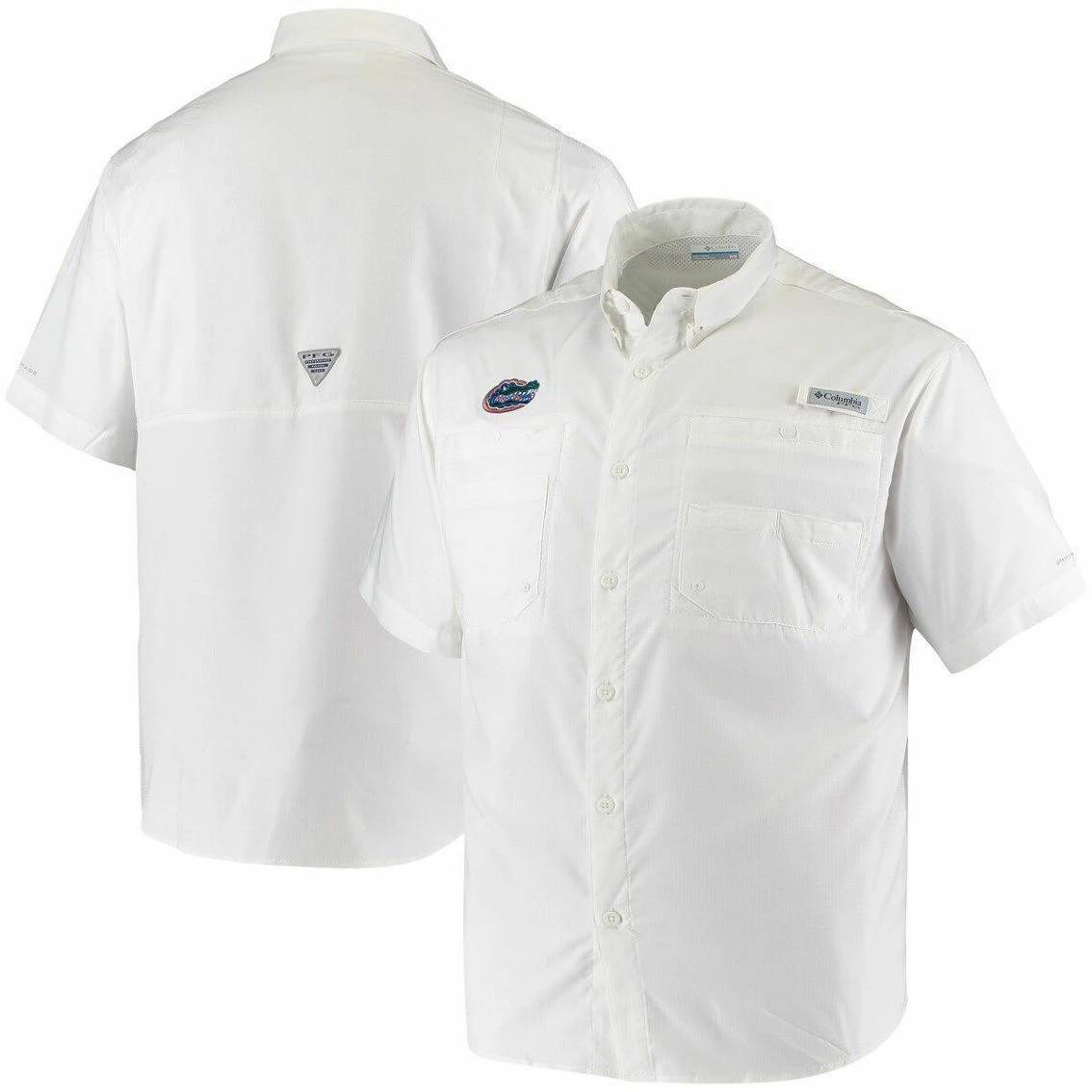 Columbia PFG Men's PFG White Florida Gators Tamiami Omni-Shade Button-Down Shirt