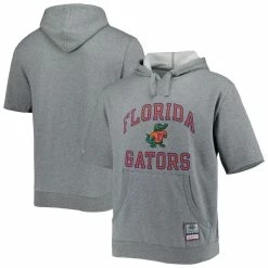 Mitchell & Ness Men's Heathered Gray Florida Gators Wordmark Short Sleeve Pullover Hoodie