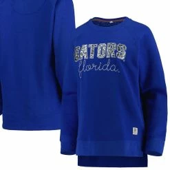 Pressbox Women's Royal Florida Gators Steamboat Animal Print Raglan Pullover Sweatshirt