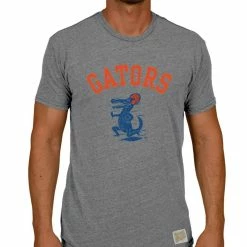 Original Retro Brand Men's Heather Gray Florida Gators Vintage Football Gator Tri-Blend T-Shirt