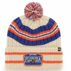 '47 Men's Natural Florida Gators Hone Patch Cuffed Knit Hat With Pom