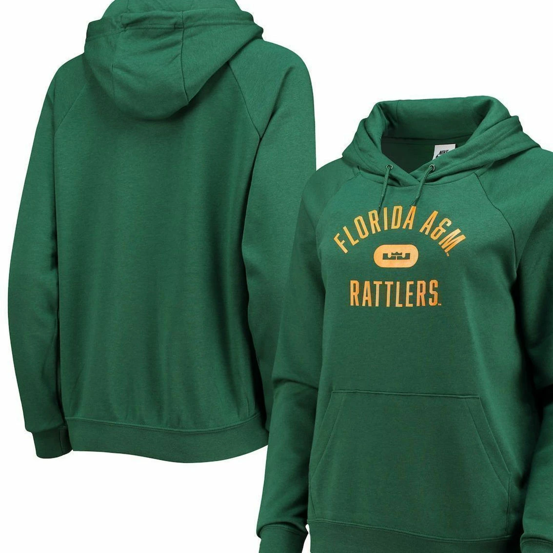 Nike X LeBron James Women's X LeBron James Green Florida A&M Rattlers Pillbox Varsity Raglan Pullover Hoodie - Image 2