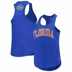 League Collegiate Wear Women's Heather Royal Florida Gators Two-Hit Intramural Tri-Blend Scoop Neck Racerback Tank Top