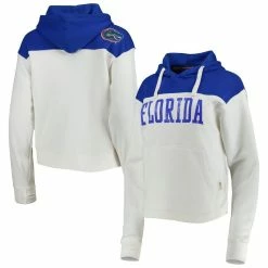 Pressbox Women's White/Royal Florida Gators Chicago 2-Hit Yoke Pullover Hoodie
