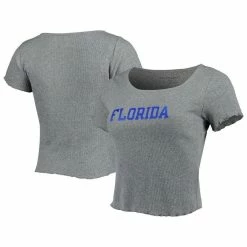 Boxercraft Women's Gray Florida Gators Baby Rib Lettuce-Edge Trim T-Shirt