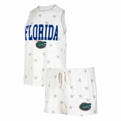 Concepts Sport Women's Cream Florida Gators Agenda Stars Tank Top And Shorts Sleep Set