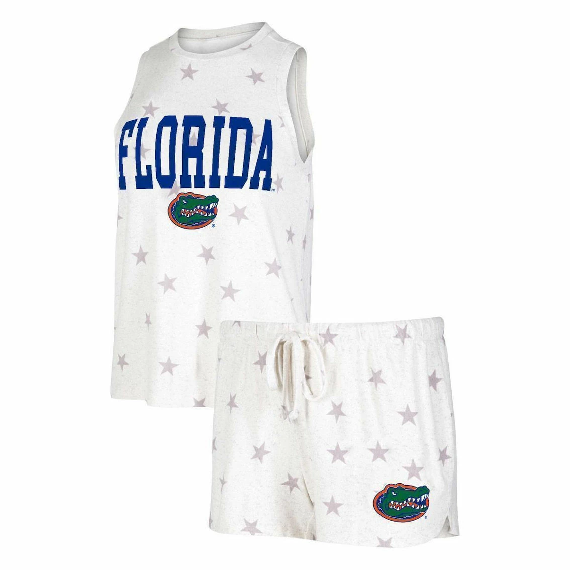 Concepts Sport Women's Cream Florida Gators Agenda Stars Tank Top And Shorts Sleep Set