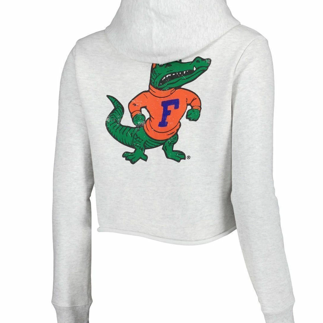 League Collegiate Wear Women's Ash Florida Gators 2-Hit 1636 Cropped Pullover Hoodie - Image 4