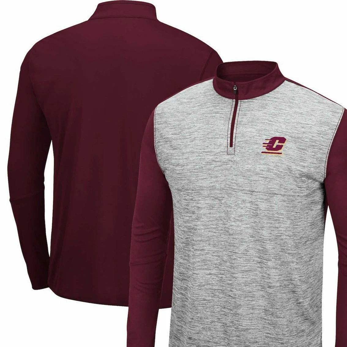Colosseum Men's Heather Gray/Maroon Central Michigan Chippewas Prospect Quarter-Zip Jacket