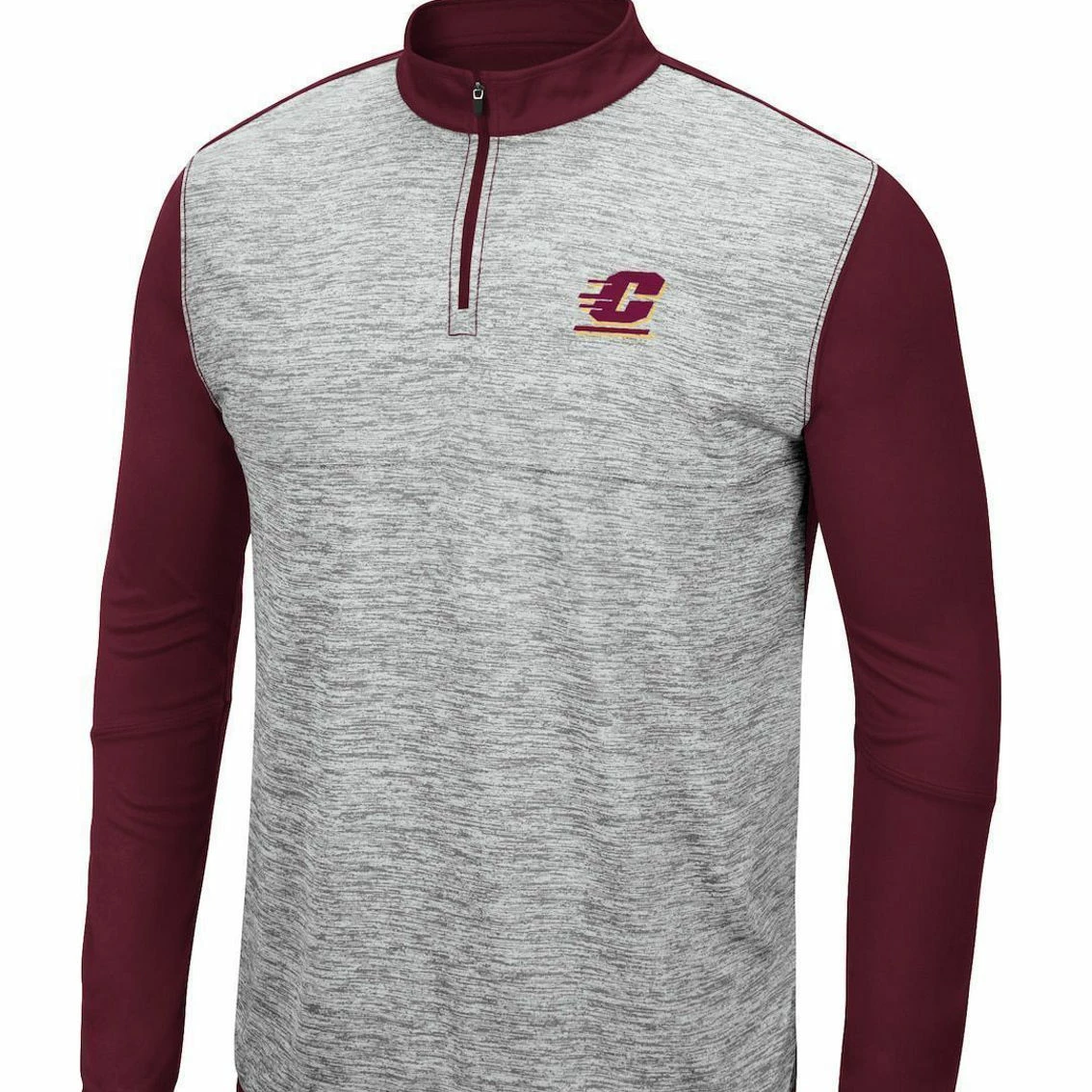 Colosseum Men's Heather Gray/Maroon Central Michigan Chippewas Prospect Quarter-Zip Jacket - Image 3