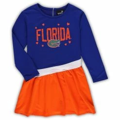 Outerstuff Girls Preschool Royal Florida Gators Heart To Heart French Terry Dress