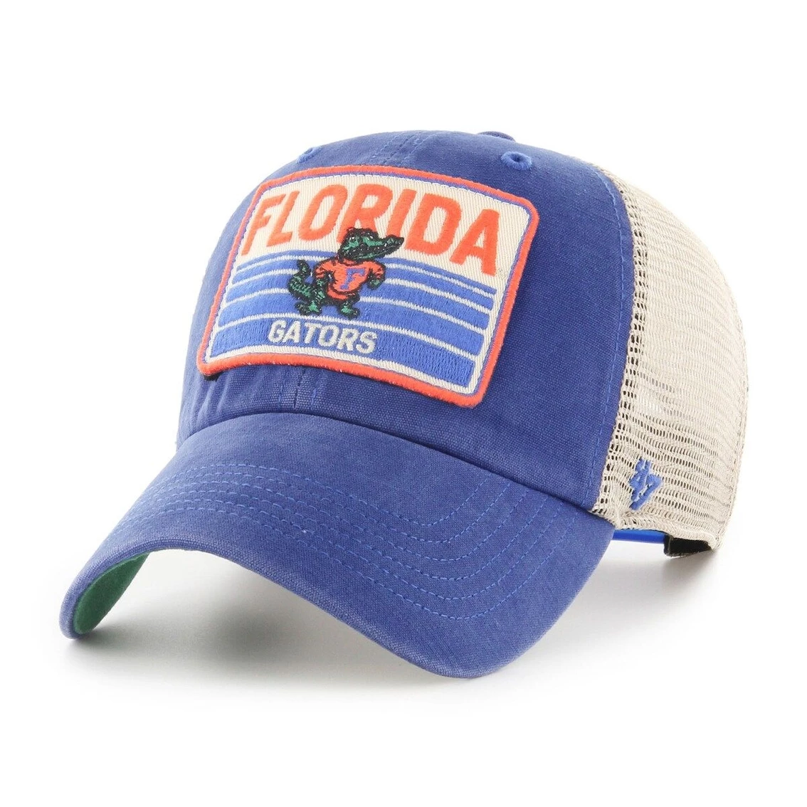 '47 Men's Royal/Natural Florida Gators Four Stroke Clean Up Trucker Snapback Hat - Image 2