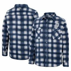 Colosseum Men's Navy/White Butler Bulldogs Ellis Plaid Full-Snap Shirt Jacket