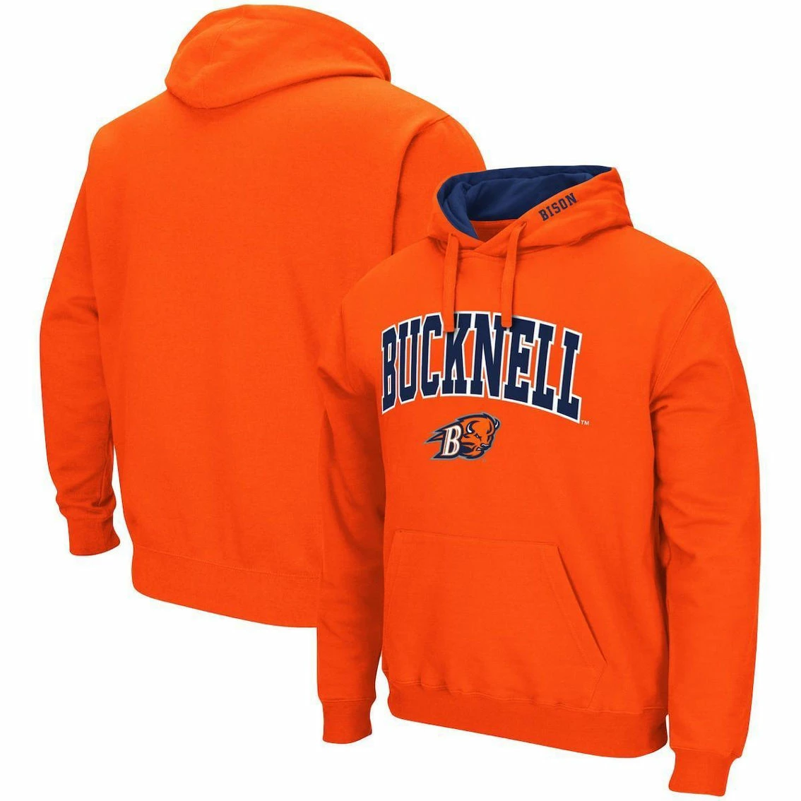 Colosseum Men's Orange Bucknell Bison Arch And Logo Pullover Hoodie