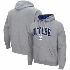 Colosseum Men's Heathered Gray Butler Bulldogs Arch & Logo 3.0 Pullover Hoodie