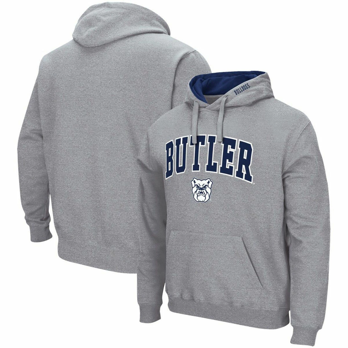 Colosseum Men's Heathered Gray Butler Bulldogs Arch & Logo 3.0 Pullover Hoodie